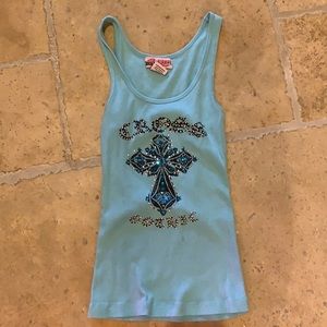 A cute blue tank top in the brand chocolate kisses